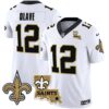 Men’s Saints Vapor Limited Jersey – New Orleans Patch – All Stitched – White – Chris Olave