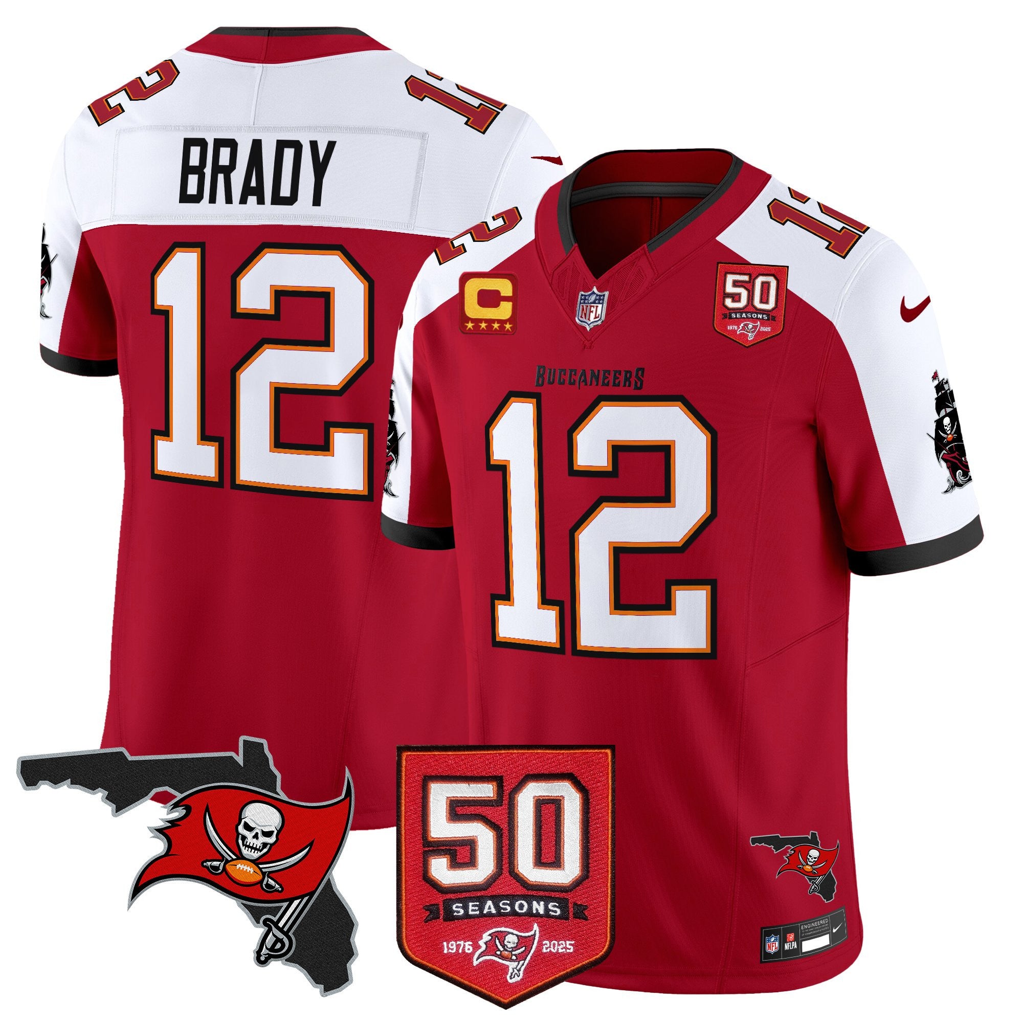 Tampa Bay Buccaneers ’76 Vapor Limited Jersey – All Stitched N1 – Red Alternate – Tom Brady Jersey