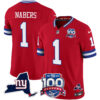 Men’s New York Giants 100th Season & State Patch Vapor Limited Jersey – All Stitched Red Malik Nabers Jersey