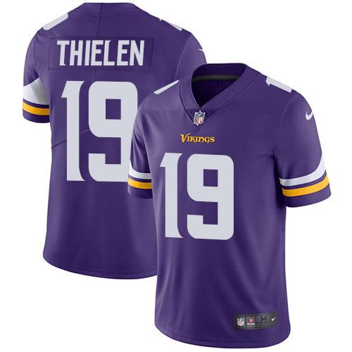 Nike Minnesota Vikings #19 Adam Thielen Purple Team Color Men’s Stitched NFL Vapor Untouchable Limited Jersey