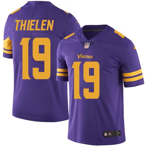 Nike Vikings #19 Adam Thielen Purple Men’s Stitched NFL Limited Rush Jersey