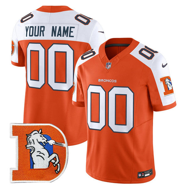 Denver Broncos ACTIVE PLAYER Custom Orange 2024 FUSE V2 Throwback Vapor Limited Stitched Football Jersey 1