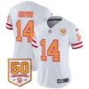 Women’s Tampa Bay Buccaneers Throwback 50th Season Patch Vapor Limited Jersey – All Stitched White Chris Godwin Jersey