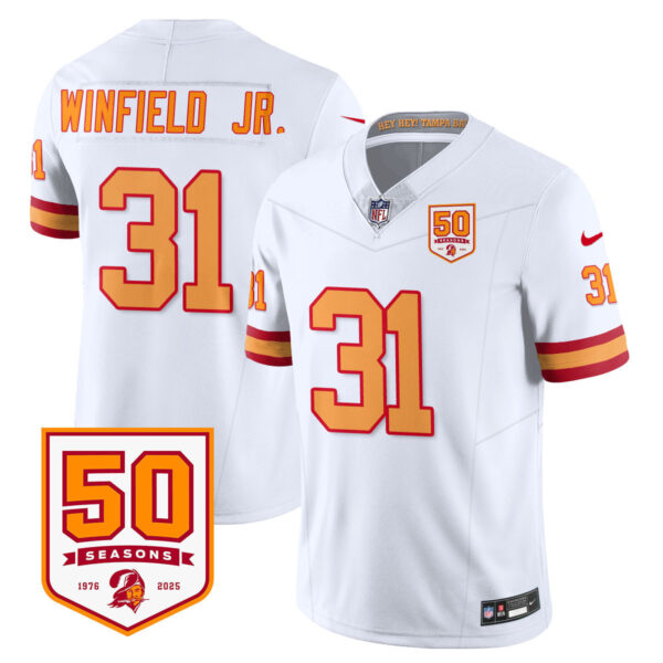 Men’s Tampa Bay Buccaneers ’76 Vapor Limited Jersey – All Stitched White Antoine Winfield Jr. – 31 Jersey