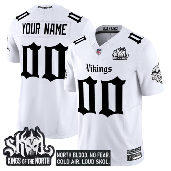 Minnesota Vikings ‘Gothic Norseblood Edition’ Vapor Limited Custom Jersey – All Stitched Men White Jersey
