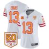 Women’s Tampa Bay Buccaneers Throwback 50th Season Patch Vapor Limited Jersey – All Stitched White Mike Evans Jersey