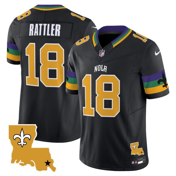 Saints 2025 New Orleans City Vapor Limited Jersey – All Stitched – Black – Spencer Rattler Jersey