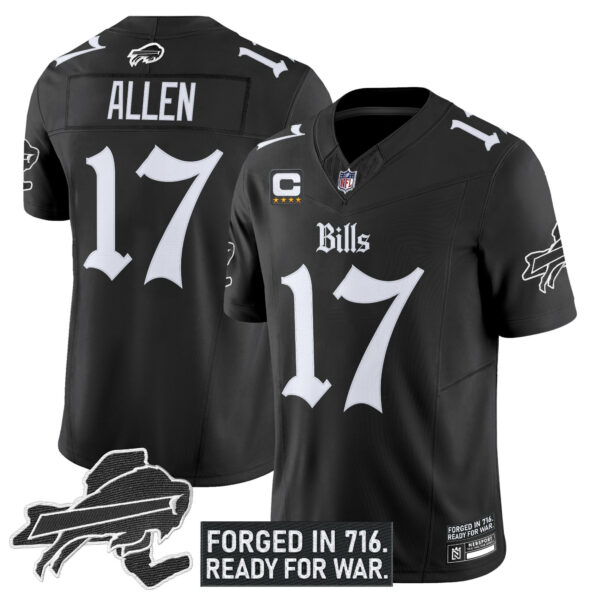Men’s Buffalo Bills ‘Gothic Cold Front Edition’ Vapor Limited Jersey – All Stitched Black Josh Allen Jersey