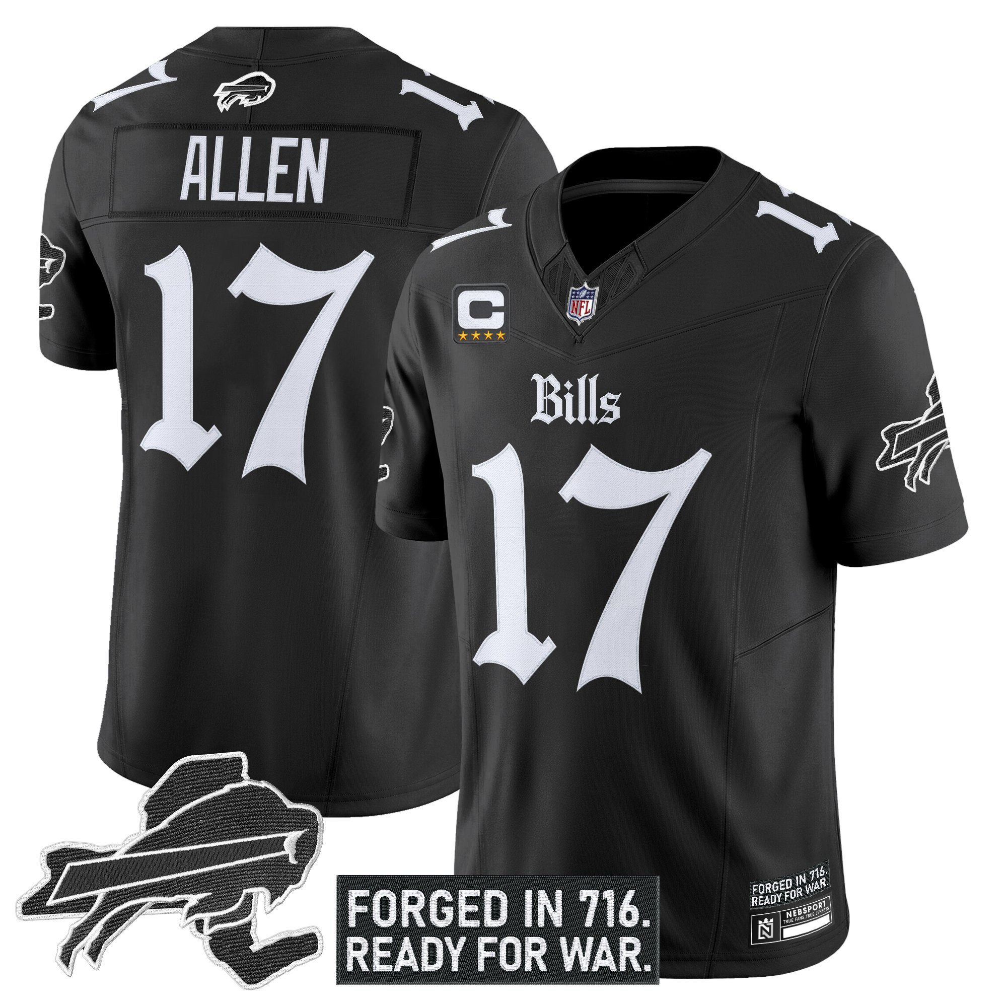 Men’s Buffalo Bills ‘Gothic Cold Front Edition’ Vapor Limited Jersey – All Stitched Black Josh Allen Jersey