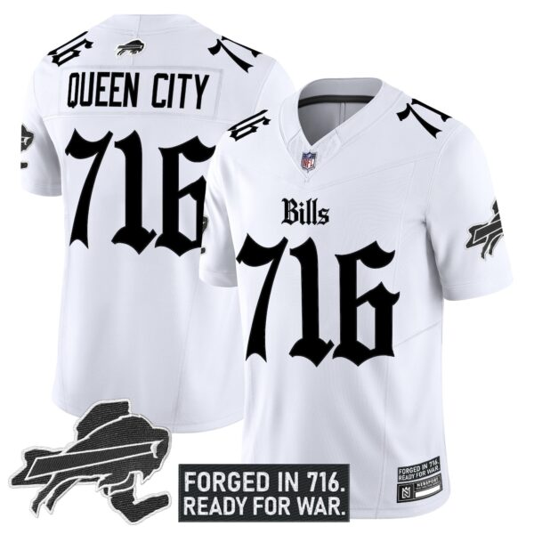 Buffalo Bills ‘Gothic Cold Front Edition’ Vapor Limited Jersey – All Stitched – White – Queen City 716 Jersey