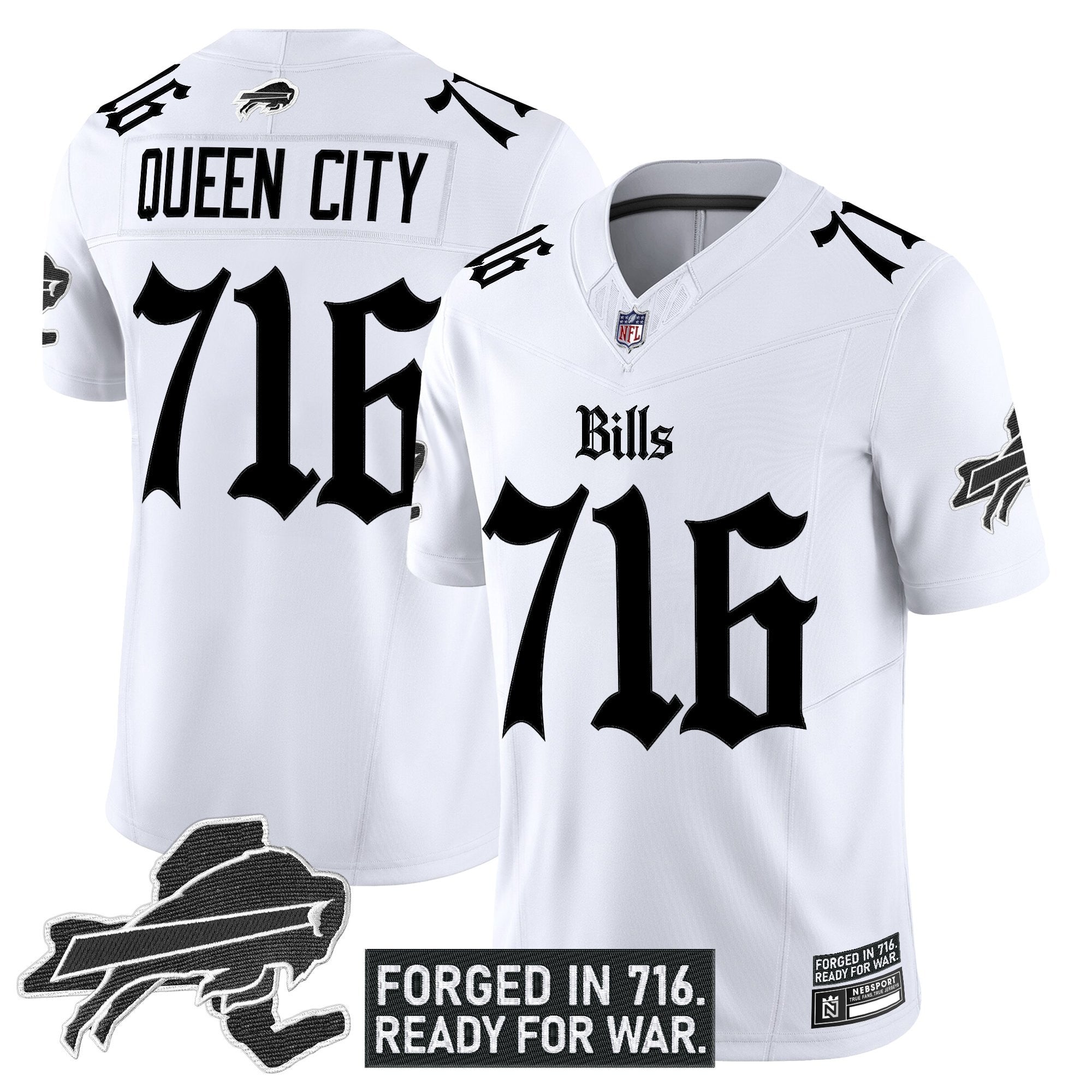 Buffalo Bills ‘Gothic Cold Front Edition’ Vapor Limited Jersey – All Stitched – White – Queen City 716 Jersey