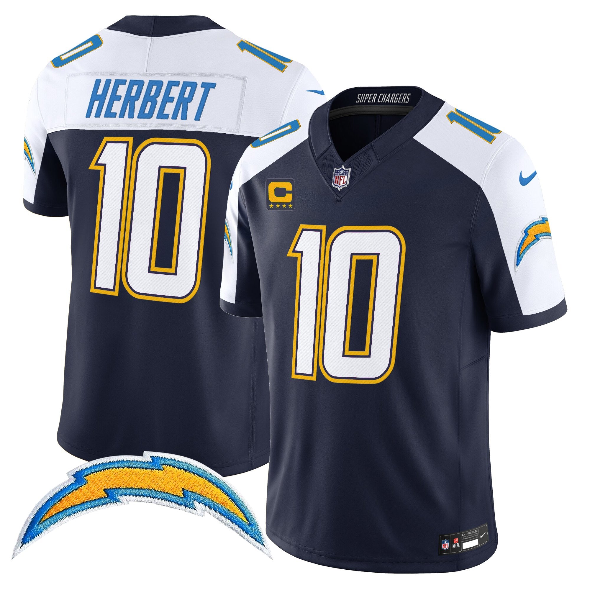 Los Angeles Chargers 2025 Alternate Charger Power Vapor Limited Jersey – All Stitched – Navy Alternate – Justin Herbert Jersey