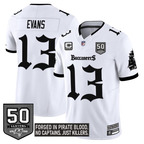Men’s Tampa Bay Buccaneers ‘Gothic Pirate Shadows Edition’ Limited Jersey – All Stitched White Mike Evans Jersey