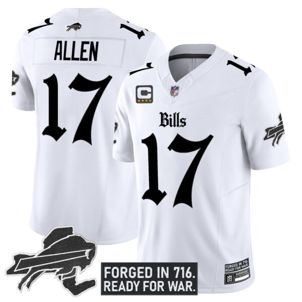 Buffalo Bills ‘Gothic Cold Front Edition’ Vapor Limited Jersey – All Stitched – White – Josh Allen Jersey
