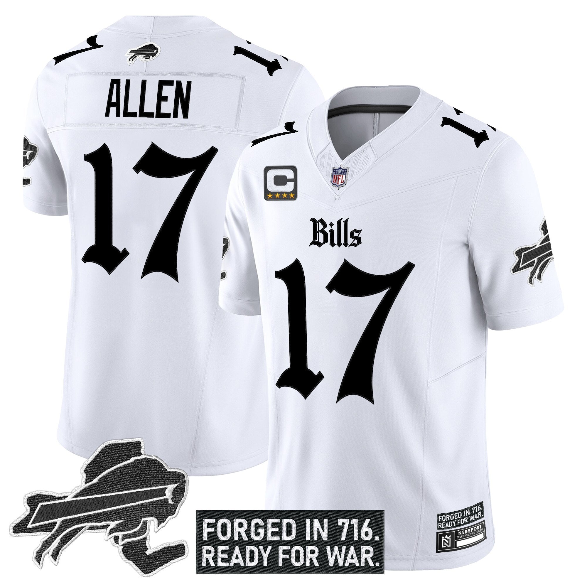 Buffalo Bills ‘Gothic Cold Front Edition’ Vapor Limited Jersey – All Stitched – White – Josh Allen Jersey