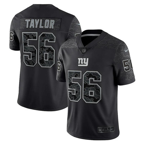 Men’s New York Giants #56 Lawrence Taylor Black Reflective Limited Stitched Football Jersey