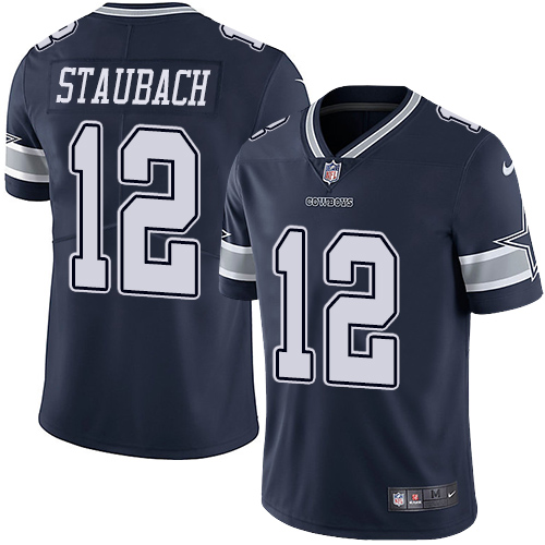Nike Dallas Cowboys #12 Roger Staubach Navy Blue Team Color Men’s Stitched NFL Vapor Untouchable Limited Jersey