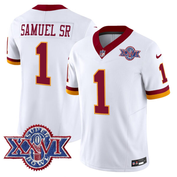 Washington Commanders Throwback 1992 Super Bowl XXVI Patch Vapor Limited Jersey – All Stitched Men Deebo Samuel Sr. Jersey