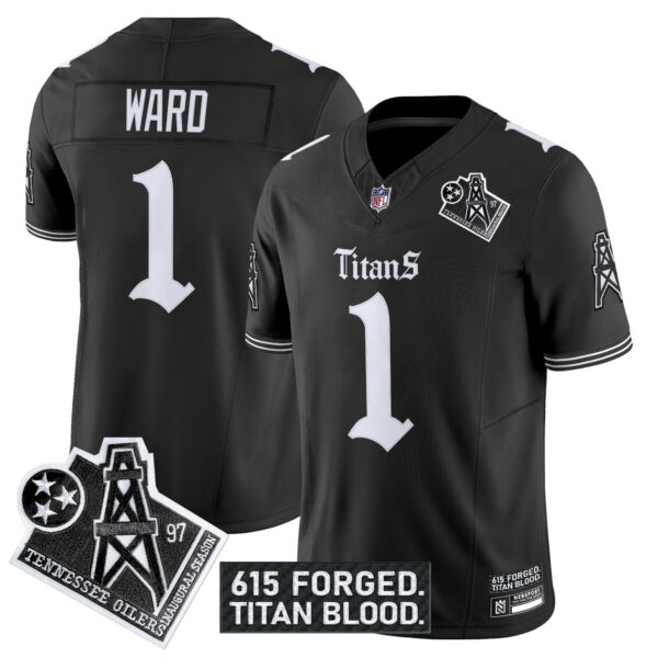 Men’s Tennessee Titans ‘Titan Gothic Shadows Drop’ Vapor Limited Jersey – All Stitched Black Cam Ward Jersey