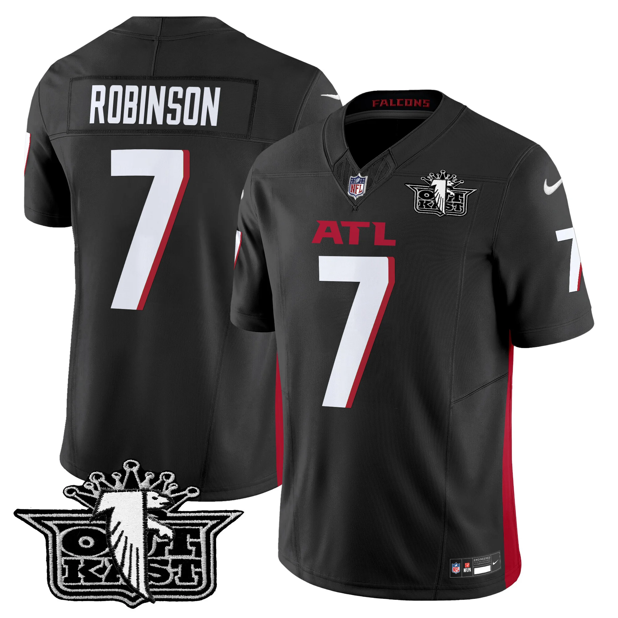 Mens Outkast X Atlanta Falcons 2024 Vapor Limited Jersey V2 Bijan Robinson Jersey Black