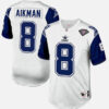 Dallas Cowboys #8 Troy Aikman White 1994 Mitchell Ness Throwback Stitched Jersey
