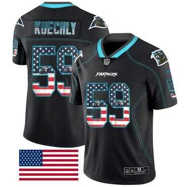 Nike Panthers #59 Luke Kuechly Black Men’s Stitched NFL Limited Rush USA Flag Jersey