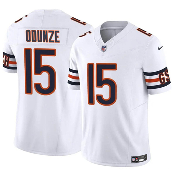 Men’s Chicago Bears #15 Rome Odunze White 2024 Draft F.U.S.E. Vapor Football Stitched Jersey