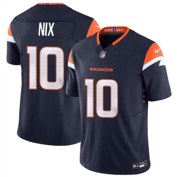 Men’s Denver Broncos #10 Bo Nix Navy 2024 Draft F.U.S.E. Alternate Vapor Limited Football Stitched Jersey