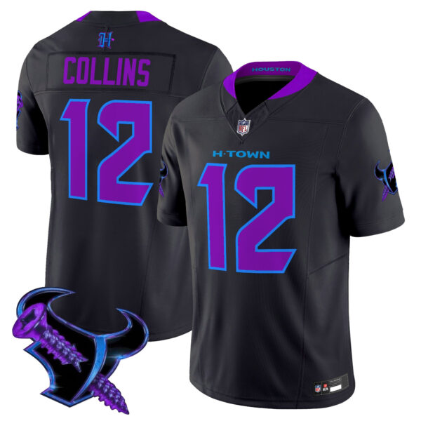 Men’s Houston Texans 2025 DJ Screw Vapor Limited Jersey – All Stitched Navy Nico Collins Jersey