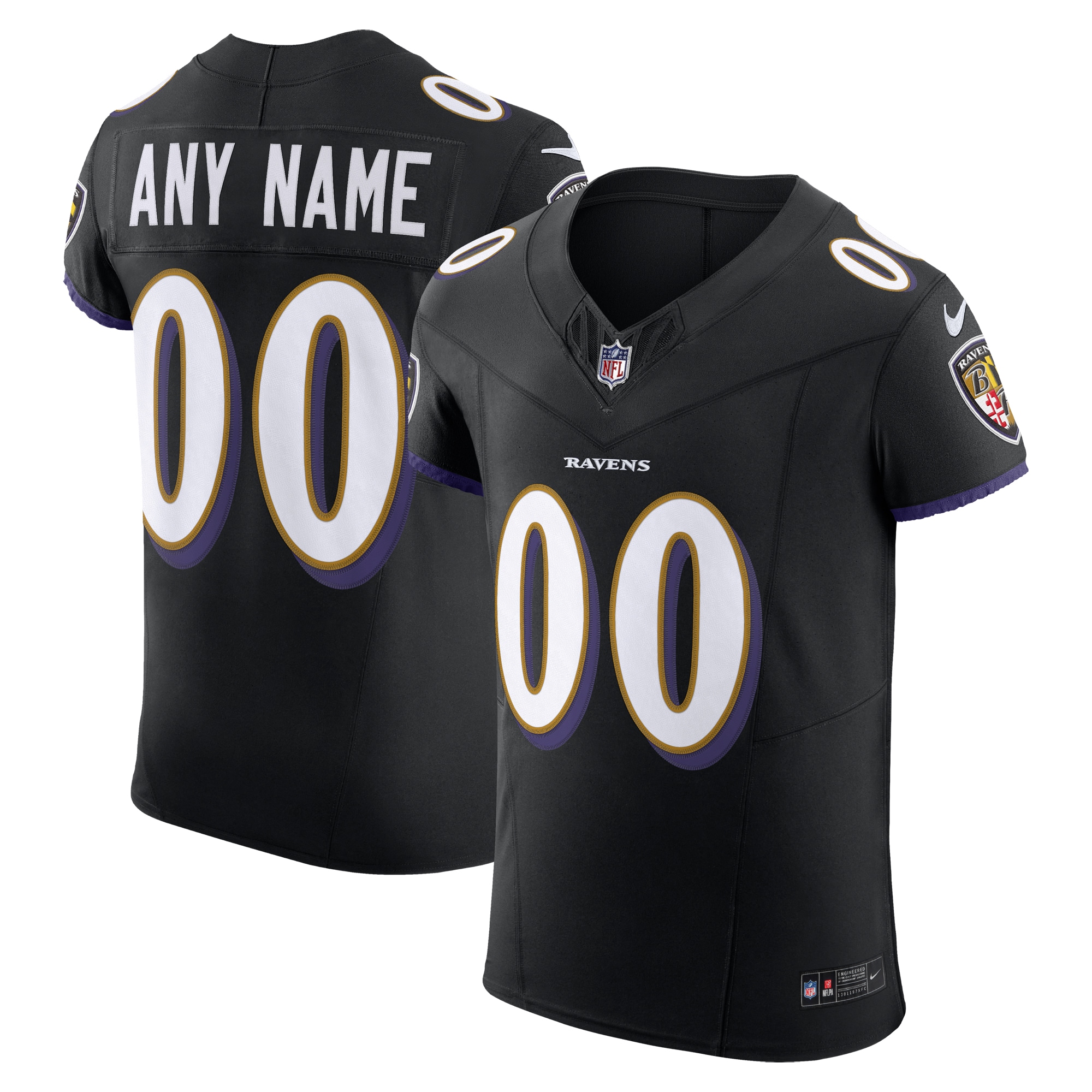 Baltimore Ravens Nike Vapor FUSE Elite Custom Jersey Black