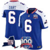 Men’s New York Giants 100th Season & State Patch Vapor Limited Jersey – All Stitched Royal Alternate Jaxson Dart Jersey