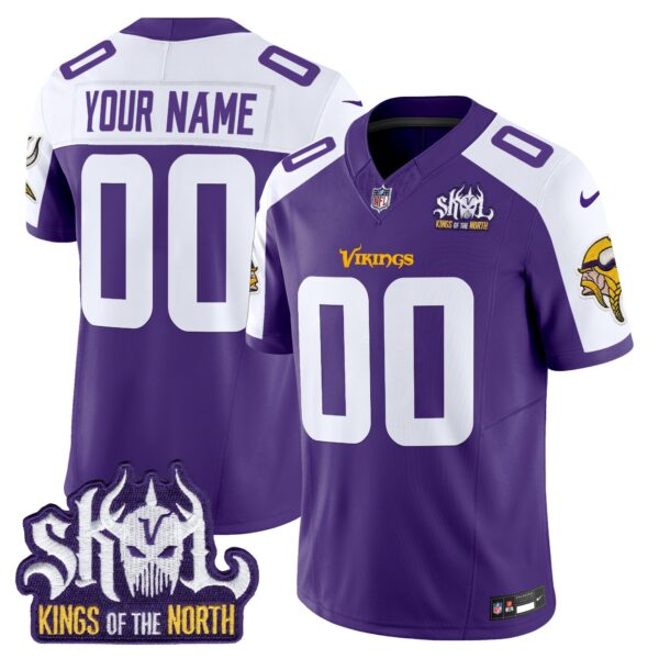 Minnesota Vikings King Of The North Patch Vapor Limited Custom Jersey V2 – All Stitched – Purple Alternate Jersey