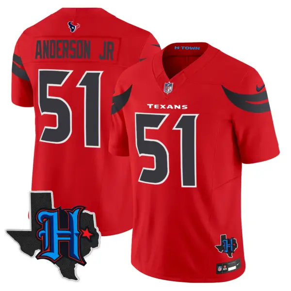 Mens Houston Texans 2024 Texas Patch Vapor Limited Jersey V2 Will Anderson Jr Jersey Red