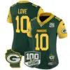 Womens Green Bay Packers 100Th Season Home Patch Cheese Vapor Limited Jersey Jordan Love Jersey Green