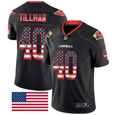 Nike Arizona Cardinals #40 Pat Tillman Black Men’s Stitched NFL Limited Rush USA Flag Jersey
