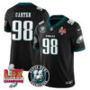 Philadelphia Eagles Super Bowl LIX Champions Jersey – All Stitched – Black – Jalen Carter – 98 Jersey