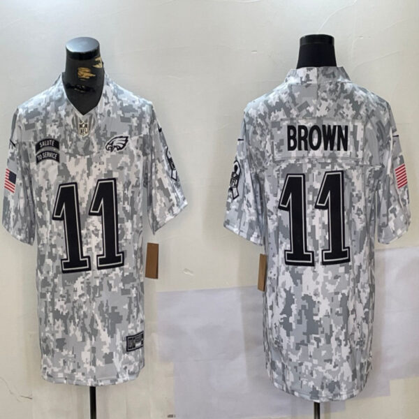 Philadelphia Eagles #11 AJ Brown 2024 FUSE Arctic Camo Salute To Service Limited Football Stitched Jersey