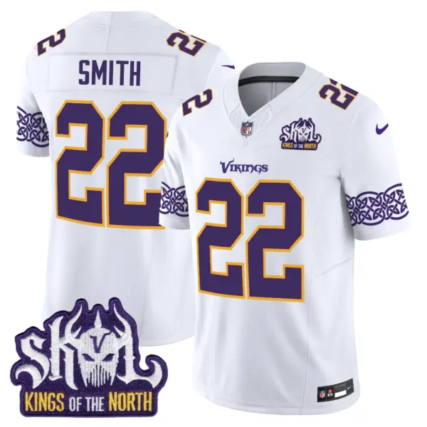 Mens Minnesota Vikings King Of The North Patch Throwback Vapor Limited Jersey V2 Harrison Smith Jersey White