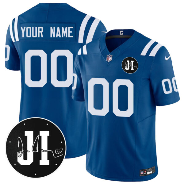 Custom Indianapolis Colts Limited 2025 Jersey – Memorial Patch for Jim Irsay – All Stitched Men Royal Jersey