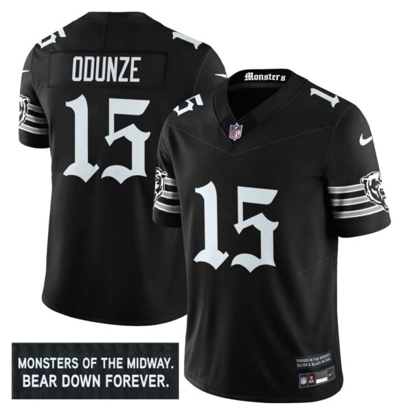 Chicago Bears ‘Gothic Monsters Edition’ Vapor Limited Jersey – All Stitched – Black – Rome Odunze – 15 Jersey