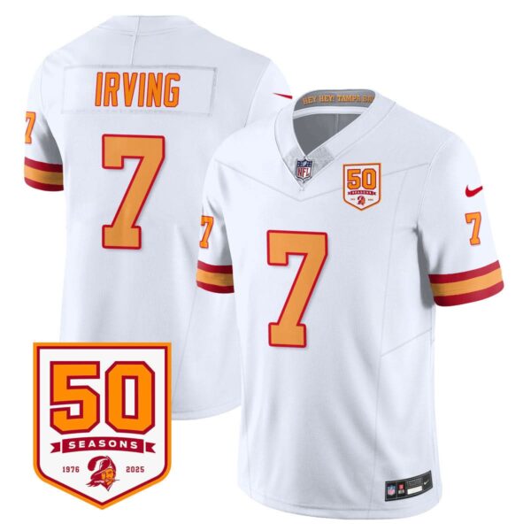 Tampa Bay Buccaneers ’76 Vapor Limited Jersey – All Stitched – White – Bucky Irving – 7 Jersey