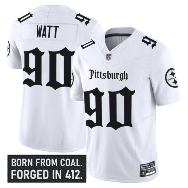 Men’s Pittsburgh Steelers ‘Gothic Steel City Edition’ Vapor Limited Jersey – All Stitched White T. J. Watt Jersey