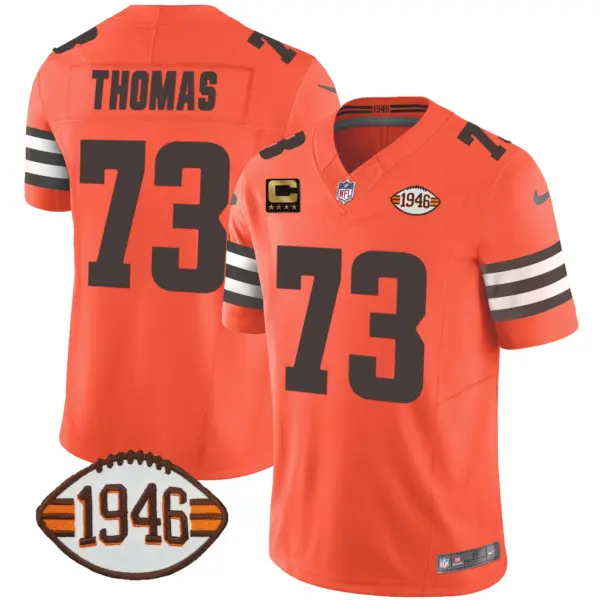 Mens Cleveland Browns 1946 75Th Anniversary Patch Jersey Joe Thomas Jersey Orange
