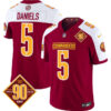 Men’s Washington Commanders #5 Jayden Daniels Burgundy White 2023 FUSE 90Th Anniversary Vapor Limited Football Stitched Jersey