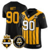 Men’s Pittsburgh Steelers Alternate 1933 Throwback Limited Jersey – All Stitched Black T. J. Watt – 90 Jersey