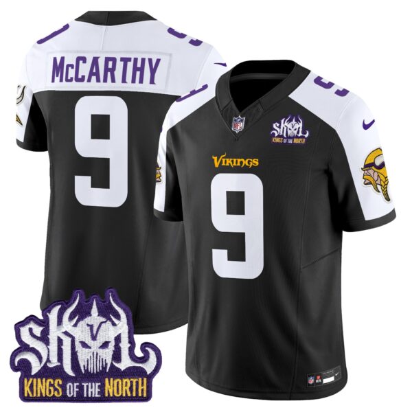 Minnesota Vikings King Of The North Patch Vapor Limited Jersey V2 – All Stitched – Black Alternate – J.J. McCarthy Jersey
