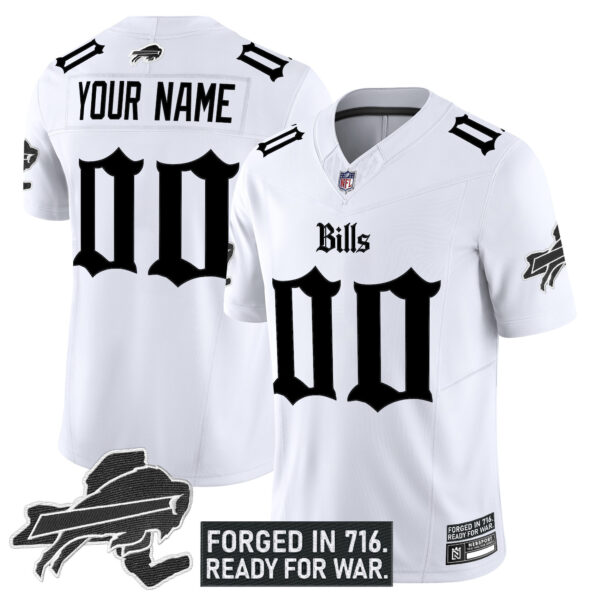 Buffalo Bills ‘Gothic Cold Front Edition’ Vapor Limited Custom Jersey – All Stitched Men White Jersey