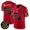 Men’s 49ers Faithful To The Bay Patch Vapor Limited Jersey V6 – All Stitched – Black Scarlet – Christian McCaffrey