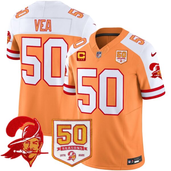 Tampa Bay Buccaneers ’76 Vapor Limited Jersey – All Stitched – Creamsicle Aternate – Vita Vea Jersey