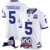 Men’s New York Giants 100th Season & State Patch Vapor Limited Jersey – All Stitched White Kayvon Thibodeaux Jersey